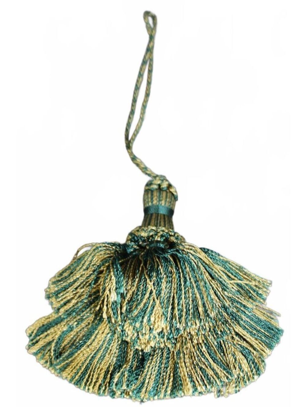 Green Gold Tassel Hanging Ornament Set 4-Pack E98248